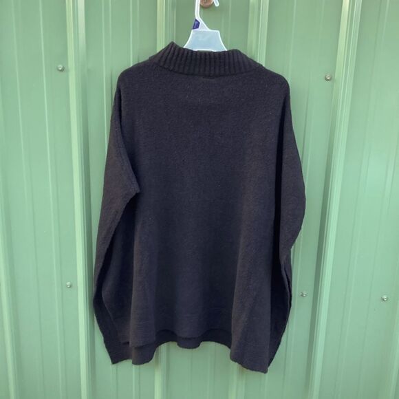 Women's Black Cable Knit Poncho Shawl Layering Piece Size S/M - Picture 3 of 7